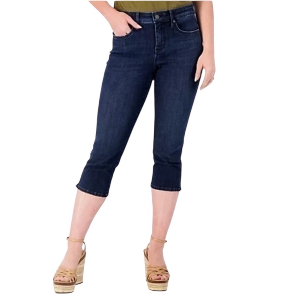NYDJ Rinse Capri Crop Jeans w/ COOLMAX & Lift Tuck Tech, Sz 8 Dark Wash